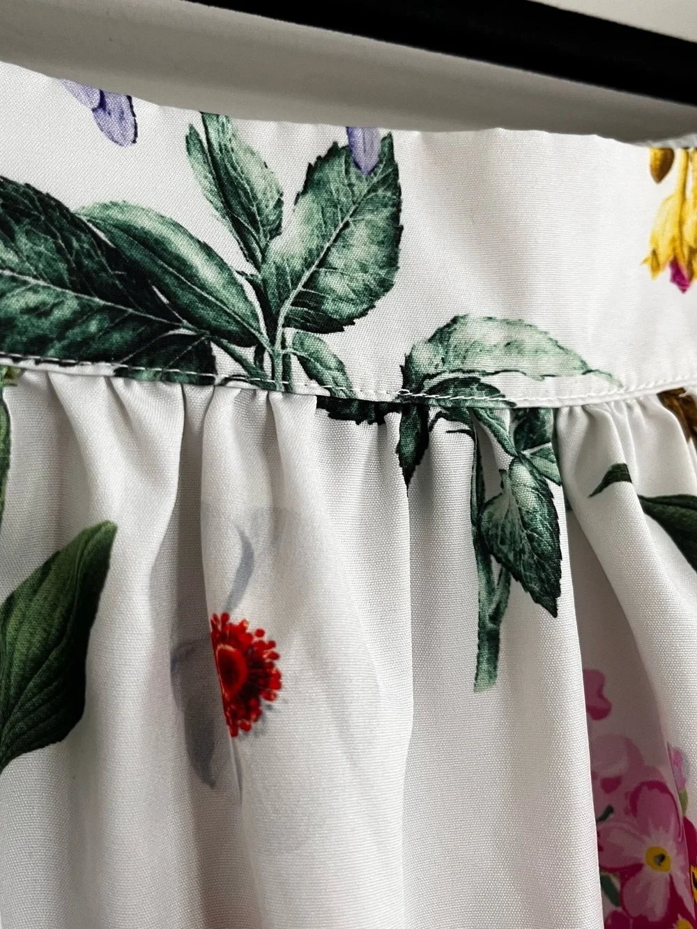 Unique Vintage White Floral Tiered Midi Skirt - Picture 3 of 8